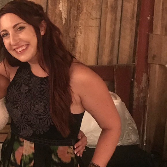 Free People Dress - Navy and Floral Wool - Medium - Picture 10 of 10